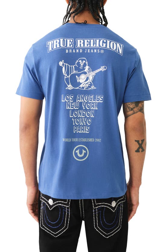 Shop True Religion Brand Jeans World Tour Graphic T-shirt In Pacific Blue