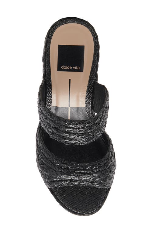 Dolce Vita Latoya Raffia Platform Sandal In Black Raffia