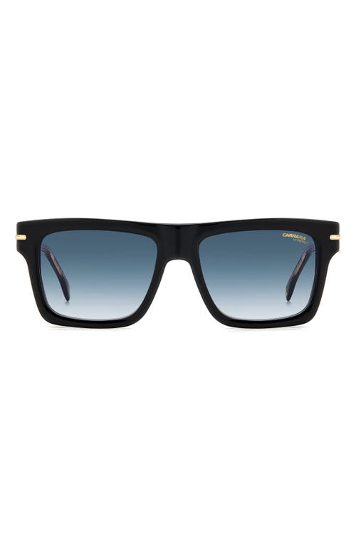 Carrera Eyewear 54mm Rectangular Sunglasses in Black/Blue Shaded
