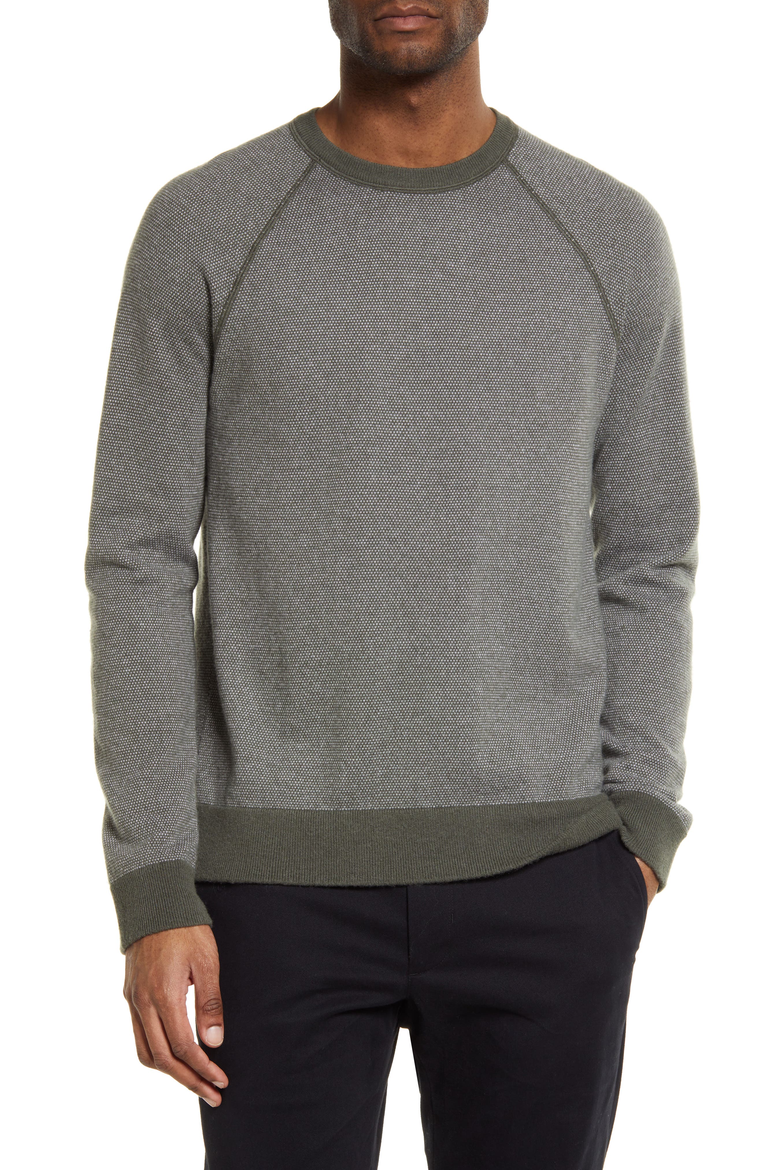 vince double layer crew neck cashmere sweater
