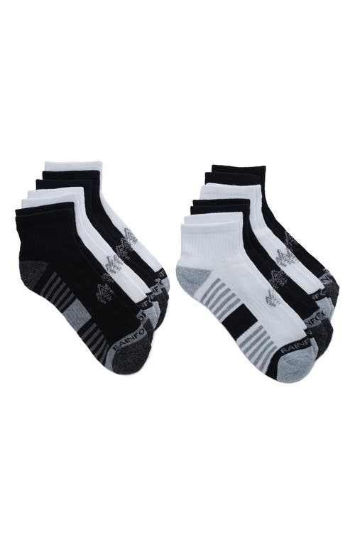 Shop Rainforest 8-pack Half Cushioned Quarter Socks In White/black Multi