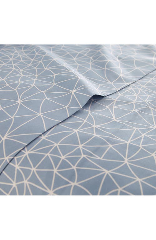Southshore Fine Linens Queen Sized Modern Printed Sheet Set In Geometric Maze - While/blue