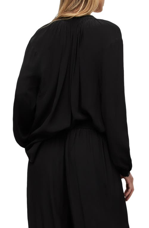 Allsaints Hezzy Gathered Neck Tunic Blouse In Black