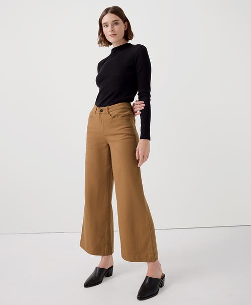 Shop Pact Organic Stretch Twill Denim Wide Leg Pant In Camel