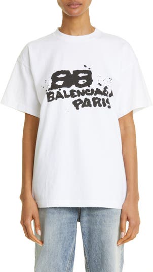 Balenciaga Washed Black Maison Bb Distressed T-shirt for Men