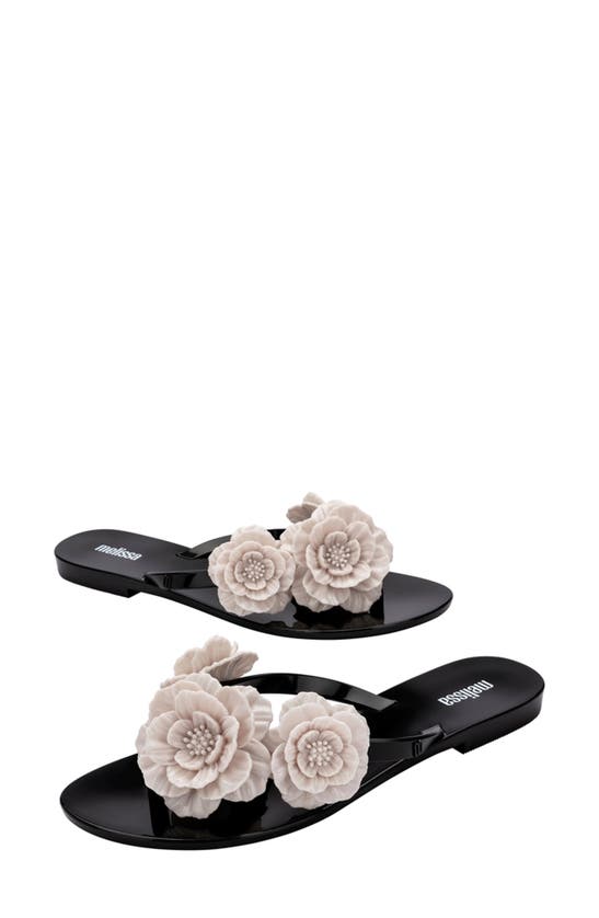 Melissa Harmonic Springtime Jelly Sandal In Black/beige, Women's At Urban Outfitters In Beige/ Black