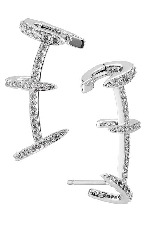 Nadri Leah Pavé Cage Ear Crawlers in Rhodium at Nordstrom