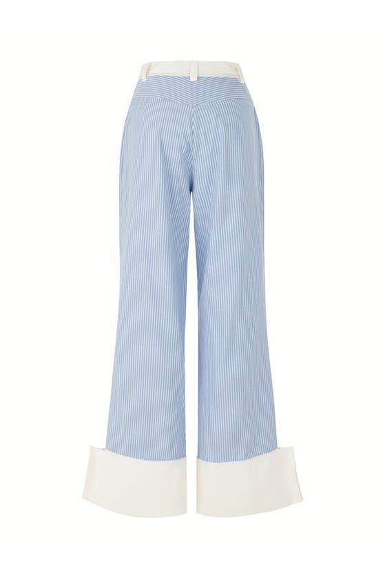 Shop Nocturne High Waist Striped Pants In Blue