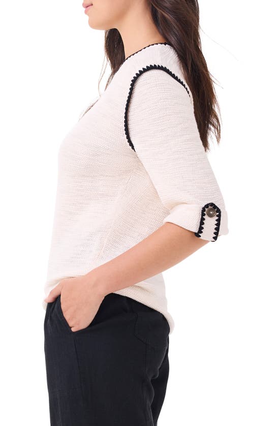 Shop Nic + Zoe Nic+zoe Stitched Up Sweater In Canvas