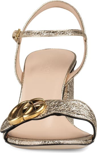 Gucci Women's Marmont GG Ankle-Strap Sandals Gold