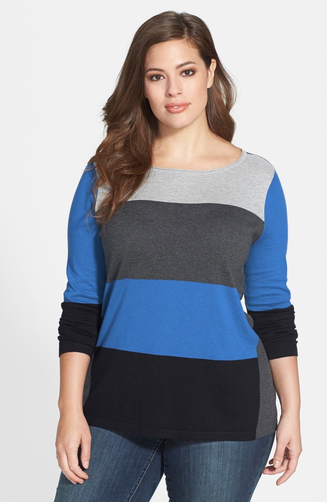 Vince Camuto Colorblock Boatneck Sweater (Plus Size) | Nordstrom