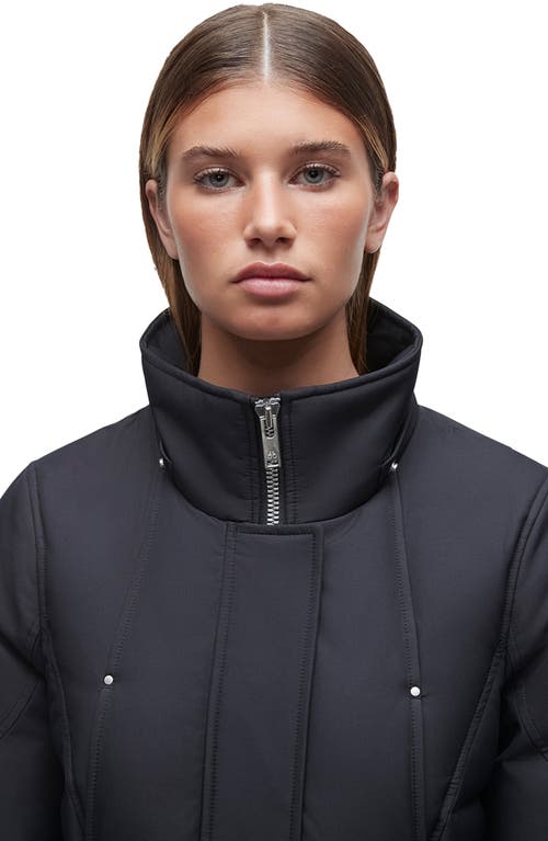 Moose Knuckles Baltic Down Parka With Genuine Shearling Trim In Navy/black