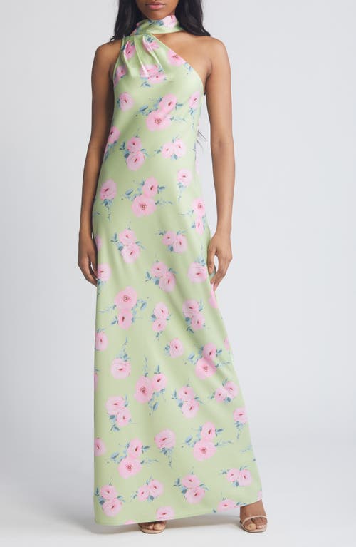 WAYF The Avery Floral One-Shoulder Gown Pistachio at Nordstrom,