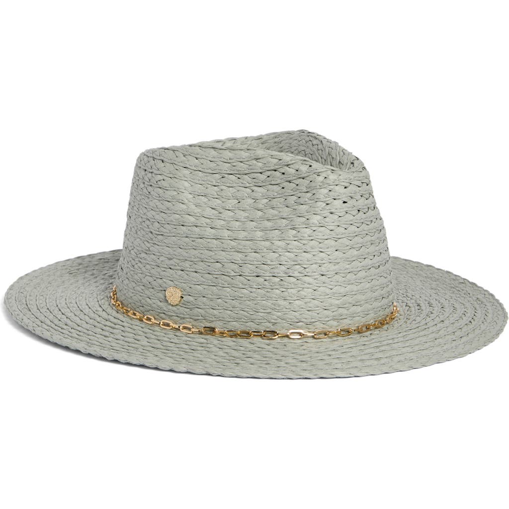 Vince Camuto Chain Trim Panama Straw Hat In Green