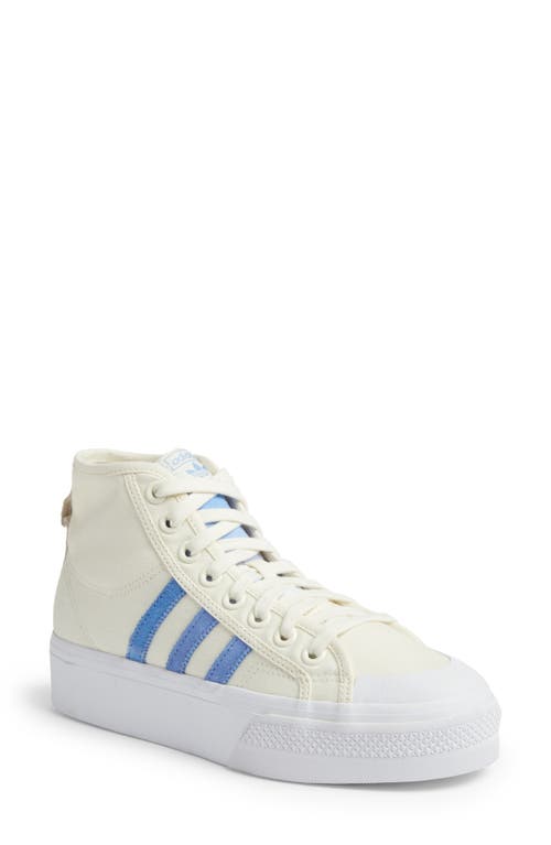 Adidas Originals Adidas Nizza Mid Platform High Top Sneaker In White/blue/white