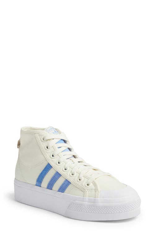 Adidas Originals Adidas Nizza Mid Platform High Top Sneaker In White/blue/white