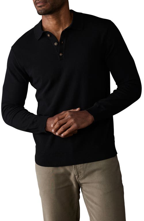 Shop The Normal Brand Robles Long Sleeve Polo Sweater In Black