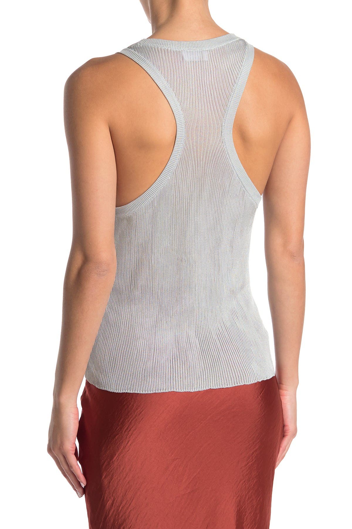 Red Valentino Sheer Knit Tank In Silver2