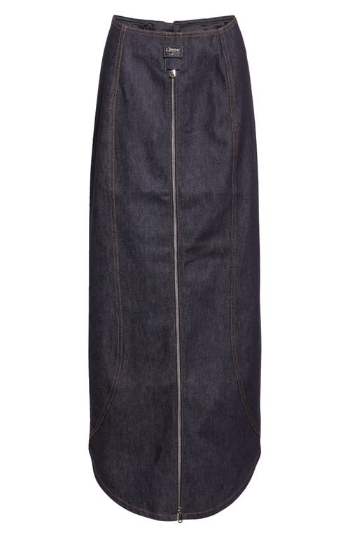 Shop Coperni Long Denim Zip Skirt In Blue