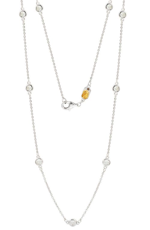 Suzy Levian Sterling Silver White Topaz Station Necklace In White