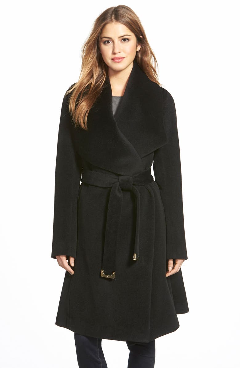 Diane von Furstenberg 'Harlow' Drape Collar Wool Blend Wrap Coat ...