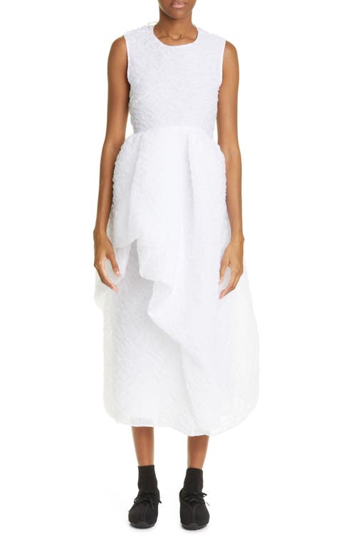 Cecilie Bahnsen Fang Cutout Asymmetric Ruffle Matelassé Midi Dress in White
