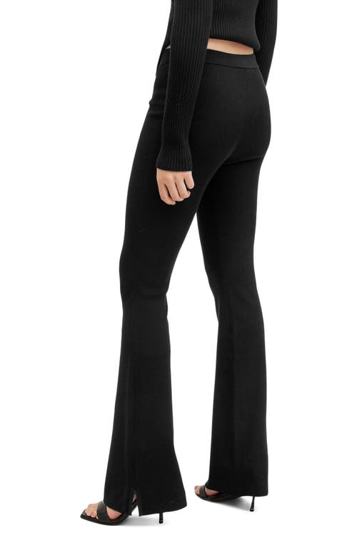 Shop Allsaints Peaches Slit Hem Knit Flare Pants In Black