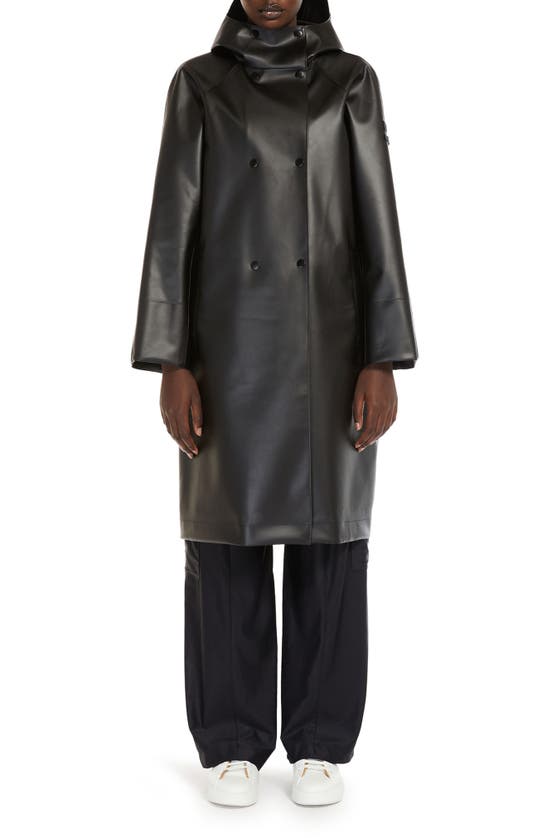 Shop Max Mara Leisure Kuban Double Breasted Hooded Coated Jacket In Black