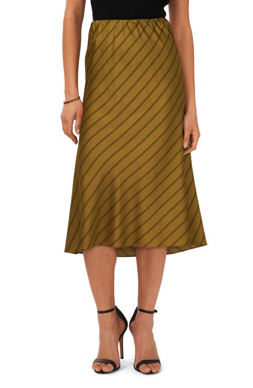 halogen(r) Stripe Pull-On Midi Skirt in Fir Green