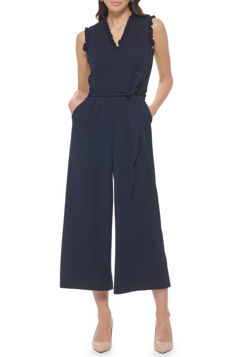 Formal Jumpsuits for Women Buttons Casual Sleeveless Suspender Jumpsuit  Long Rompers for Women Belted Wide Leg, Blue, Large : : Clothing,  Shoes & Accessories
