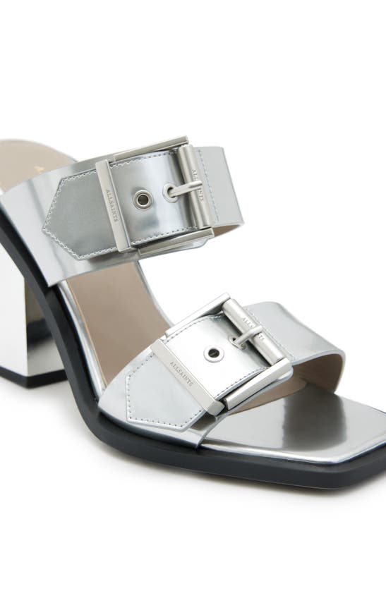 Shop Allsaints Camille Slide Sandal In Metallic Silver