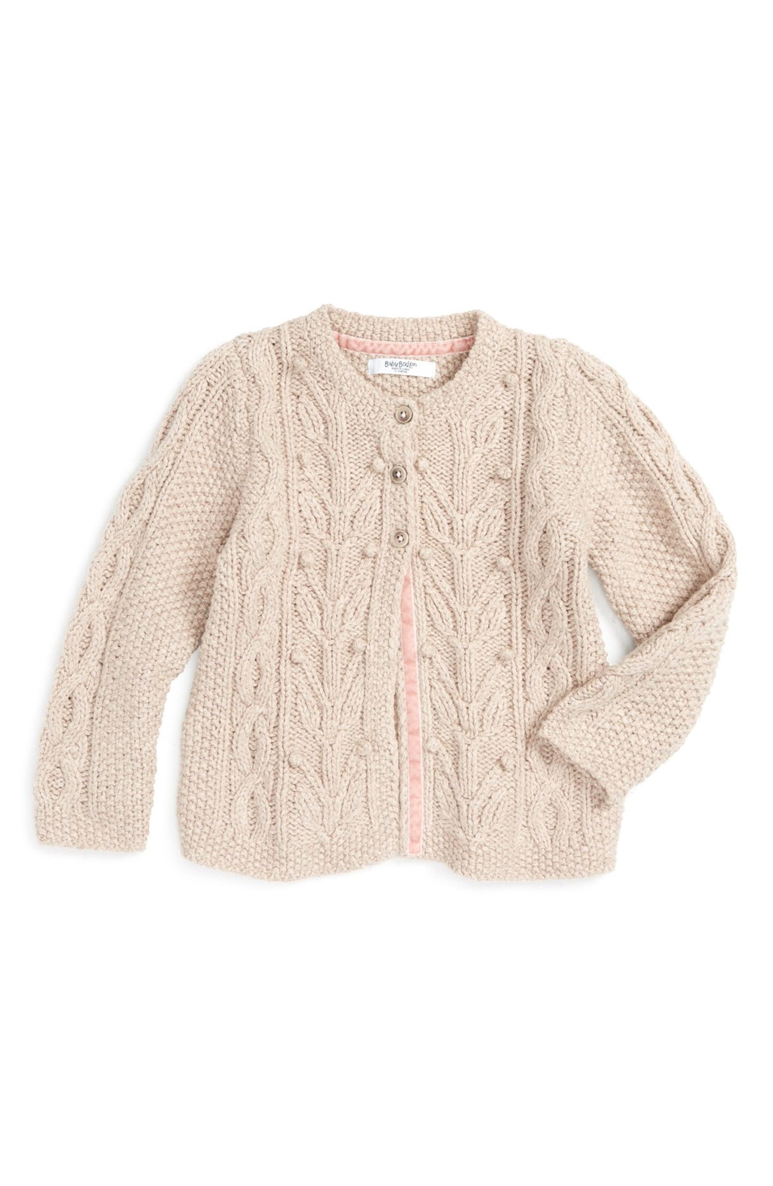 Mini Boden Cable Knit Cardigan (Baby Girls & Toddler Girls) | Nordstrom