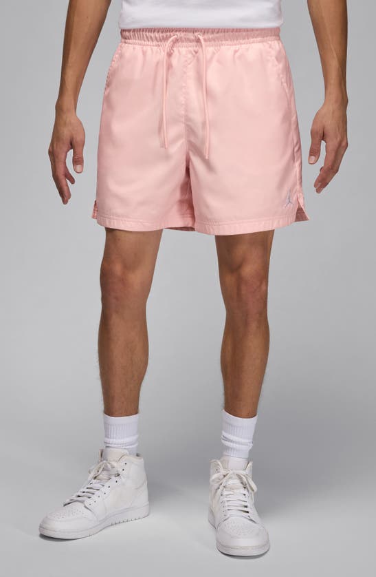 Shop Jordan Essential Poolside Drawstring Shorts In Legend Pink/ White
