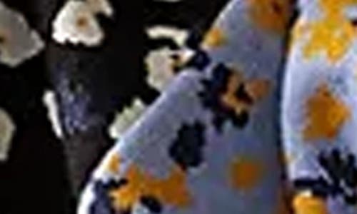 Saachi Two-tone Floral Cardigan In Blue