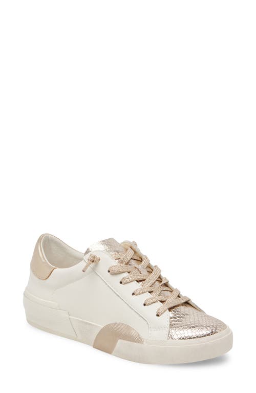 Dolce Vita Zina Sneaker In White/gold Leather