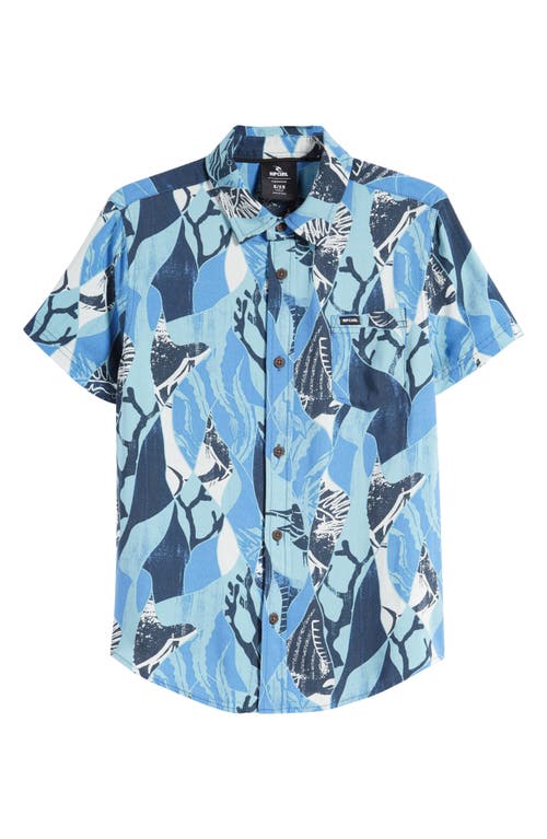 Rip Curl Kids' Party Pack Short Sleeve Button-Up Shirt Blue Yonder at Nordstrom,