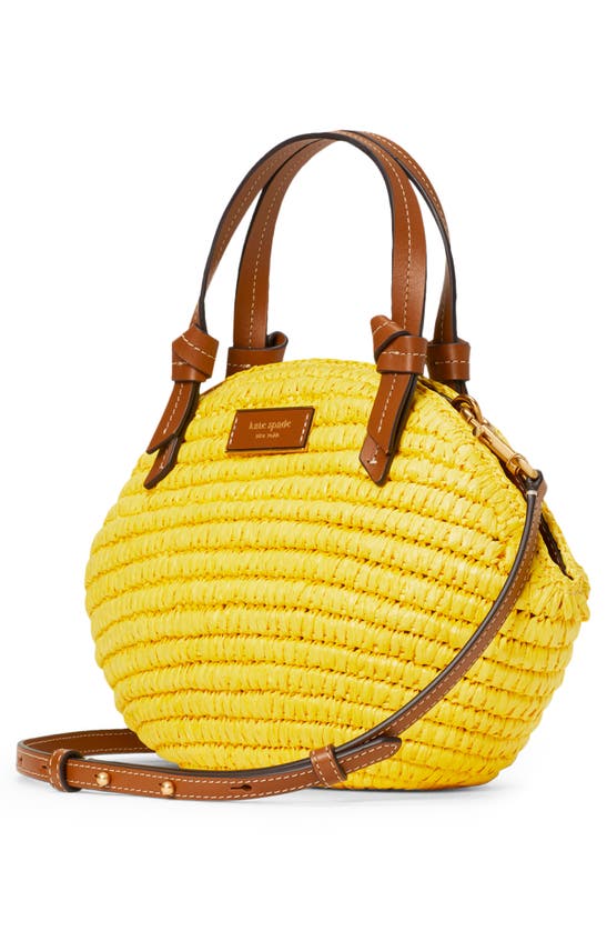 Kate Spade Lemon Drop Straw Crossbody Bag In Dandelion Yellow Multi