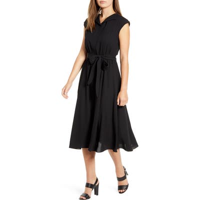 Anne Klein Envelope Collar Midi Dress, Black