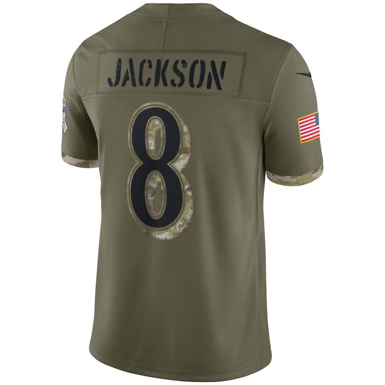 Men's Nike Lamar Jackson Olive Baltimore Ravens 2022 Salute To