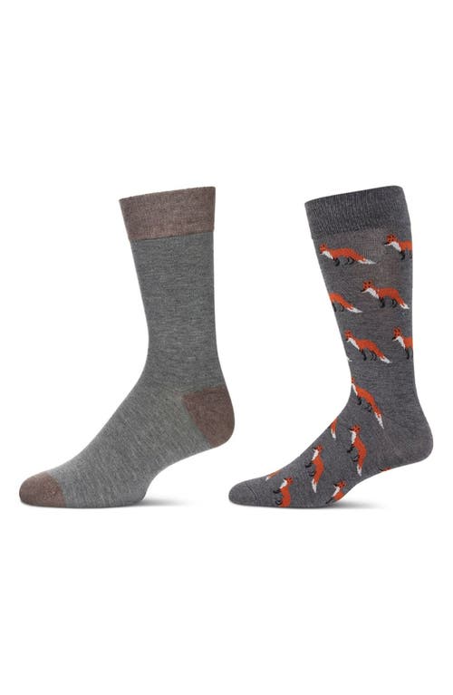 Memoi Assorted 2-pack Crew Socks In Gray Heather