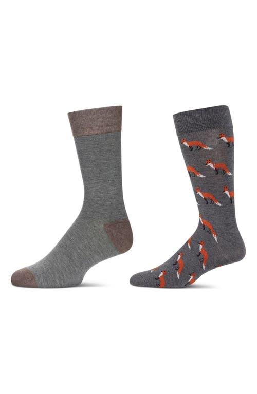 Shop Memoi Assorted 2-pack Crew Socks In Gray Heather