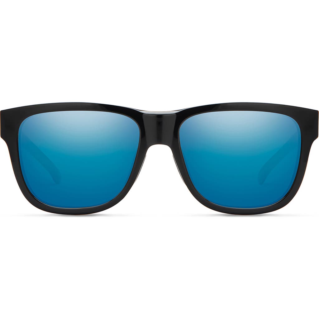 Smith Lowdown Slim 2 53mm Chromapop™ Polarized Square Sunglasses In Black/blue Mirror