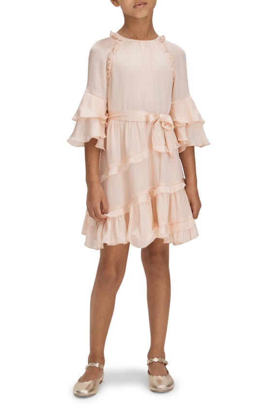 Shop Reiss Kids' Polly Belted Dress In Pink