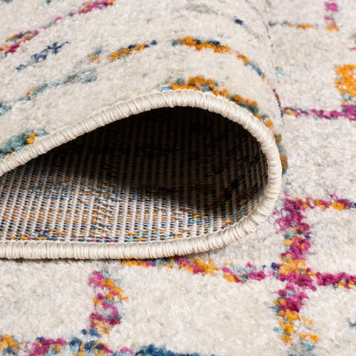 Jonathan Y Moroccan Hype Boho Vintage Diamond Round Area Rug In Ivory/multi