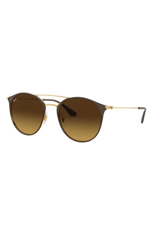 Shop Ray Ban Ray-ban 52mm Round Sunglasses In Brown/gold