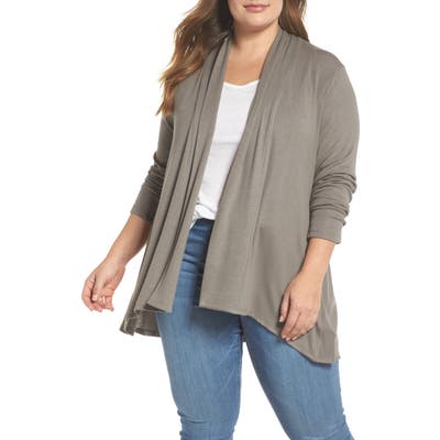 Plus Size Bobeau High/low Cardigan, Grey