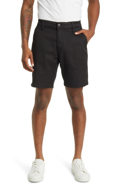 Noah Stretch Twill Flat Front Shorts in Black Luxe Twill