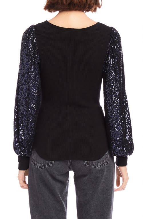 Fifteen Twenty Sequin Bishop Sleeve Top In Mid