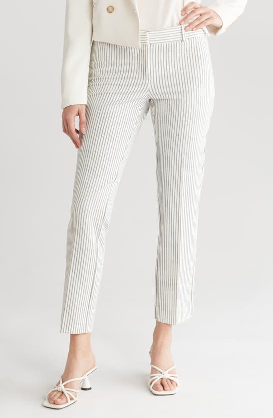 Shop Amanda & Chelsea Chelsea Slim Straight Pants In Grey/ White