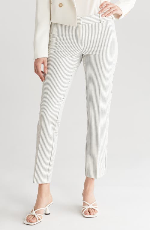 Amanda & Chelsea Chelsea Stripe Straight Leg Pants In Grey/white